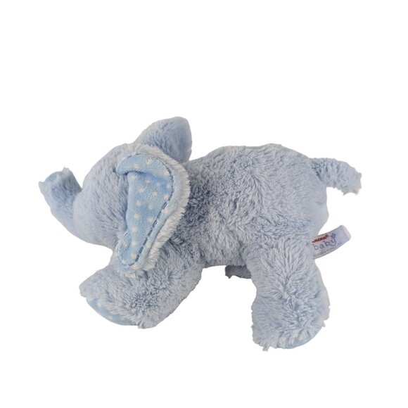 Aurora Baby Blue Elephant Plush 11" Stuffed Animal Polka Dots Embroidered Eyes - Picture 2 of 7